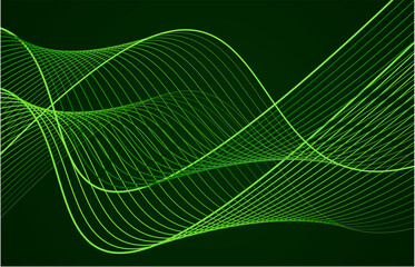 Abstract light speed motion effect, green light trail. Vector Illustration