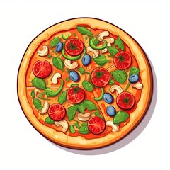 Italian pizza. Flat vector illustration. Generative AI