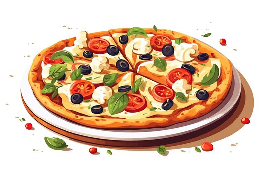 recommend clip art: Italian pizza. Flat vector illustration. Generative AI