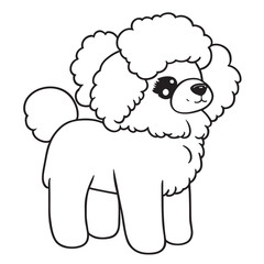 bichon frise, coloring book for kids, simple line, coloring book page, simple outline, vector illustration line art