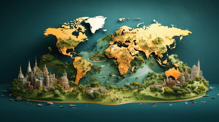The world map illustration
