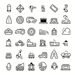 Loan and Credit web icons inline style. Credit card, deposit, car leasing, rate interest, income, rating, collection. Vector silhouettes illustration.