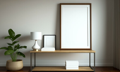 Fototapeta premium Modern Frame Mock up. Stylish Interior Design Background. Generative AI.