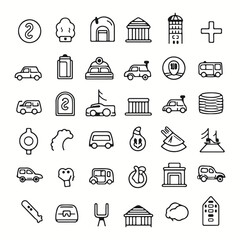 Loan and Credit web icons inline style. Credit card, deposit, car leasing, rate interest, income, rating, collection. Vector silhouettes illustration.