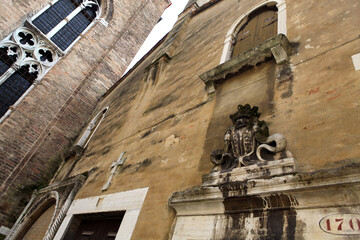 Architectural details of traditional venitian building - Venice - Italy