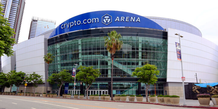 Los Angeles, California: crypto.com Arena (known as Staples Center), indoor Sports and entertainment center in Downtown Los Angeles