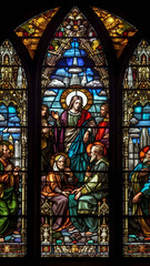 Obraz na płótnie Canvas Saint Joseph, Virgin Mary, Jesus Christ, the Patron Saint of the Catholic Church. San Jose. Generative ai. Stained Glass