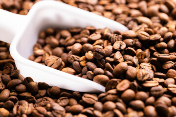 Stack of the roasted coffee bean