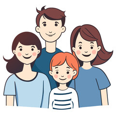 Happy family. Mother, father, son and daughter. Vector illustration.