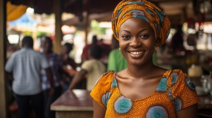 Happy African woman with a smile. Generative AI