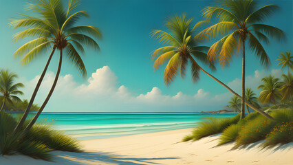 Obraz na płótnie Canvas beach handfläche meer tropisch baum ozean insel