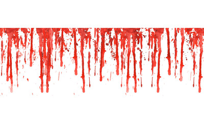Blood splatters and stains seamless pattern border. watercolor hand painted illustration isolated white background Realistic bloody for Halloween Blood concept for wallpaper, border wrapping paper