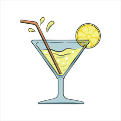 Summer Tropical lemon ice cartoon clipart vintage style for Sticker