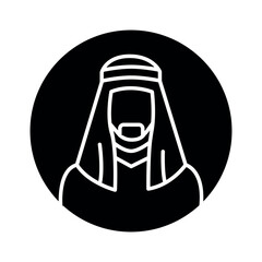 Arabic man line color icon. Isolated vector element.