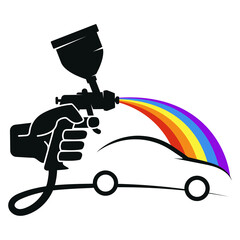 Spray gun in hand, car painting
