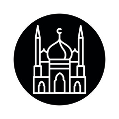 Historic muslim mosque line color icon. Isolated vector element.