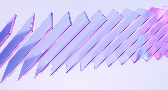 Glass shapes dynamic background. 3d rendering. 