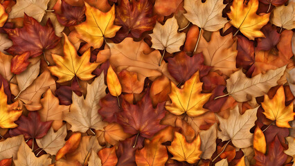 dried autumn leaves texture, hyper realistic wallpaper background - generative ai