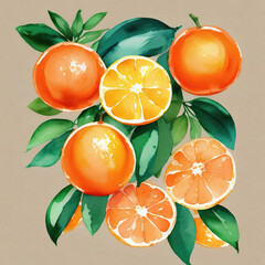 orange fruit with leaves