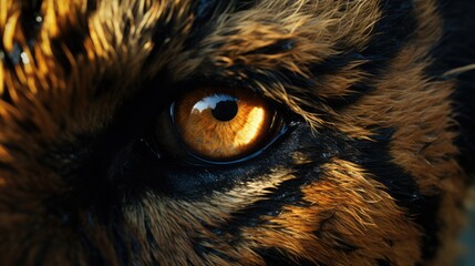 Extreme Close-up of tiger in front face staring at camera - wildlife photography