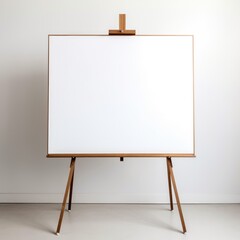 an empty easel with a blank canvas ready for creation