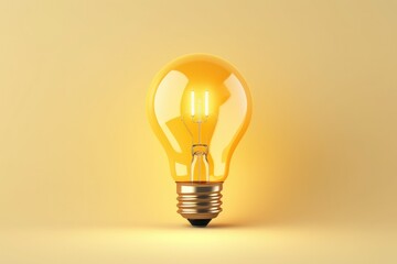 a yellow light bulb shining brightly on a vibrant yellow background