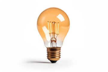 a shining light bulb on a white background