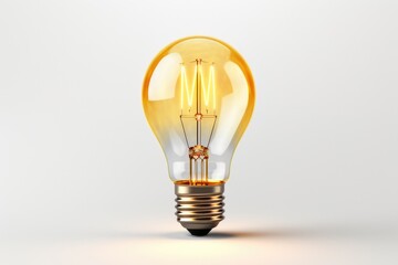 a yellow light bulb on a white background