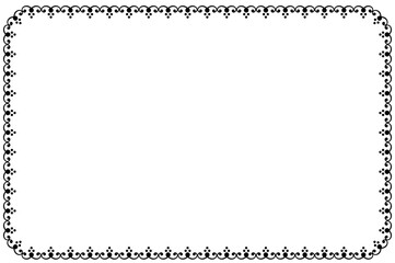 Black and white floral rectangle border design concept isolated on white background - vector illustration