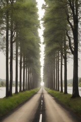 Obraz premium road in the woods generative AI