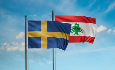 Lebanon and Sweden flag
