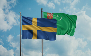 Turkmenistan and Sweden flag