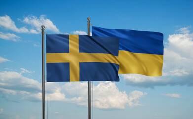 Ukrain and Sweden flag