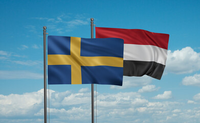 Yemen and Sweden flag