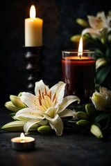 Obraz na płótnie Canvas candle and flower