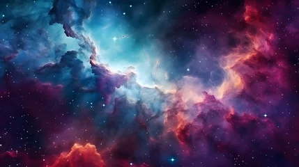 Poster Colorful space galaxy cloud nebula. Stary night cosmos. Universe science astronomy. Cosmic space and stars, nebula and galaxy abstract background. © mandu77