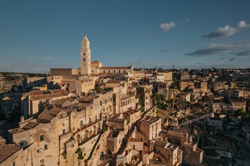 Fototapeta premium View of the historic city center with old architecture: Matera, Italy