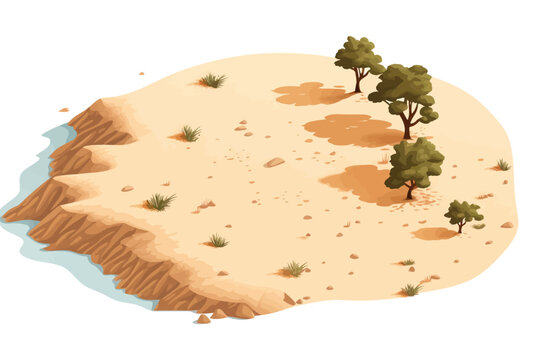 Top View Aerial Shot Of Desert Vector Flat Isolated Illustration