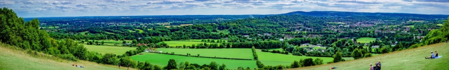 Fototapeta na wymiar View of the English Countryside from Box Hill in Tadworth, Surrey England