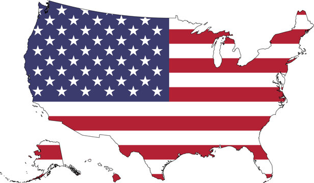American US Map Flag as vector
