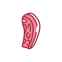Beef brisket color line icon. Cutting meat.