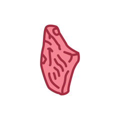 Beef hem color line icon. Cutting meat.