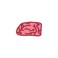 Roast beef color line icon. Cutting meat.