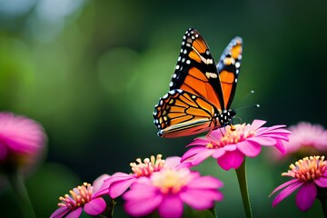 Fototapeta na wymiar Beautiful image in nature of monarch butterfly on lantana flower