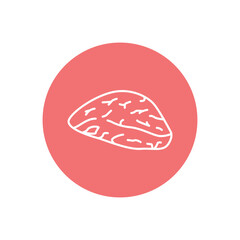 Beef rump color line icon. Cutting meat.
