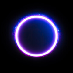 Fototapeta na wymiar beautiful purple neon ring with glow generated by AI