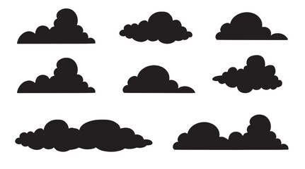 set of silhouettes of cloud