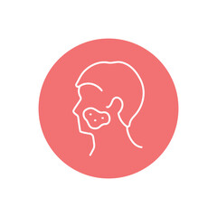 Rosacea black line icon. Dermatology disease.
