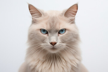 Cat isolated on a white background close-up portrait. Studio animal photography.