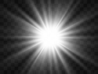 Bright beautiful star.Illustration of a light effect on a transparent background.
